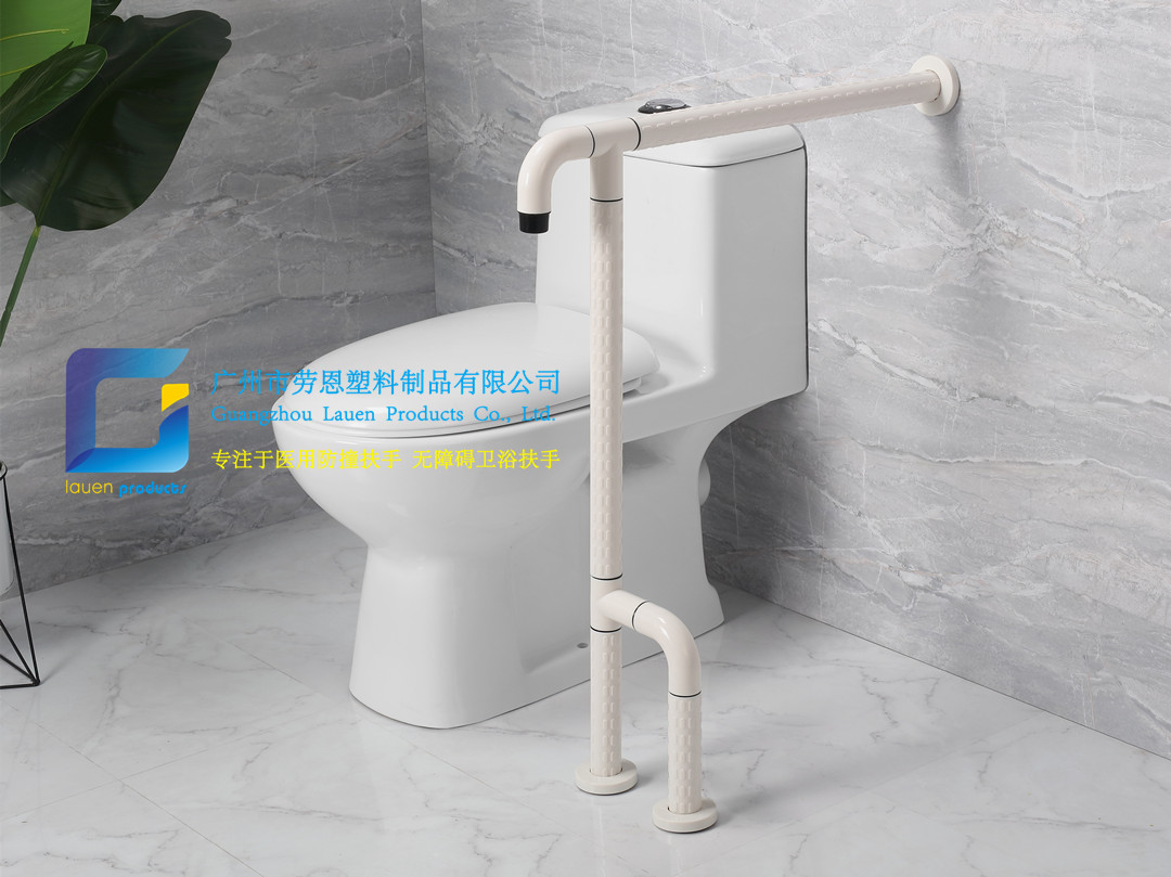 衛(wèi)生間扶手-白色T型扶手帶旋轉活動輔助腳簡單力學扶手老人安全助力扶手桿無障礙扶手助立坐便器扶手 (1)