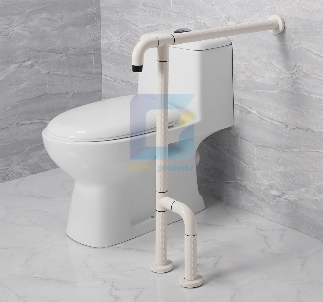 衛(wèi)生間扶手-白色T型扶手帶旋轉活動輔助腳簡單力學扶手老人安全助力扶手桿無障礙扶手助立坐便器扶手 (2)